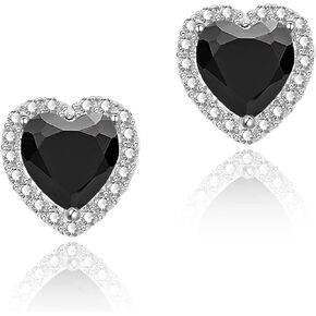 Cubic Zirconia Earrings Studs, CZ Stud Earrings YOMELA White Gold 10MM Square Round Teardrop Heart Halo Stud Earrings Hypoallergenic for Women
