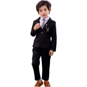 LOLANTA Boys Suit 2PCs Tuxedo Jacket Formal Wedding Ring Bearer Outfit, Birthday Proms Dinner Blazers