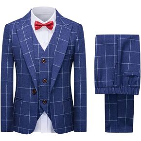 Boys Suits Set Plaid Blazer Vest Pants Single-Breasted Jacket Formal for Wedding Party Prom in Saudi Arabia