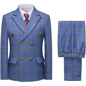 Boys Suits Set Plaid Blazer Vest Pants Single-Breasted Jacket Formal for Wedding Party Prom in Kuwait
