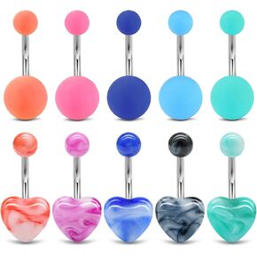 MODRSA Belly Button Ring Surgical Steel Belly Rings for Women Hypoallergenic Belly Button Rings Clicker Belly Button Ring Belly Piercing Silver Rose Gold Pink Black Navel Rings for Women in Saudi Arabia