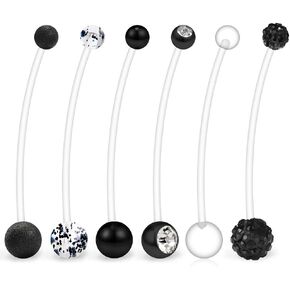 Ruifan 6PCS Mix Style Pregnancy Sport Maternity Flexible Bioplast Belly Navel Button Ring Retainer 14G 1 1/2Inch (38mm) in Kuwait