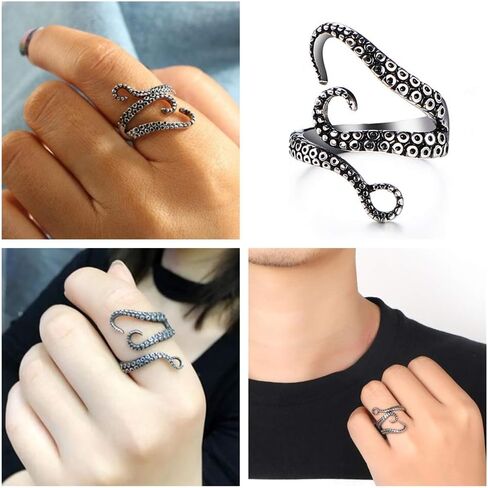 41Pc Fashion Boho Knuckle Rings Set for Women Girls Men, Vintage Retro Crystal Bohemian Midi Rings, Joint Nail Band Cuff Toe Statement Finger Rings, Snake Octopus Elephant Feather (41 Pcs a set) in Kuwait