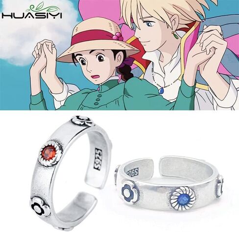 EDGAR JACOB Anime Ring Howls، Anime Howls Moving Castle Ring Cosplay Howl Sophie Metal قابل للتعديل للجنسين خواتم مجوهرات إكسسوارات الدعامة هدية in Kuwait