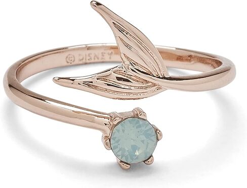 Pura Vida Rose Gold Disney Little Mermaid Fin Open Ring w/Opal Stone - Textured Charm, Brass Base - Size 5-9 in Saudi Arabia