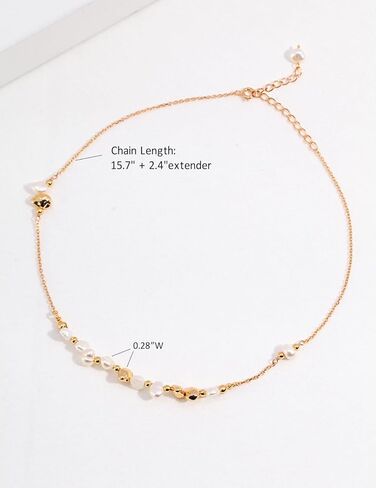 عقد من الفضة الاسترلينية المطلية بالذهب عيار 18 قيراط وخرز غير منتظم ولؤلؤ الباروك المستزرع في المياه العذبة للنساء من ان 9 نيميوزس، مطلي بالذهب، لؤلؤ, مطلي بالذهب, لؤلؤة in Kuwait