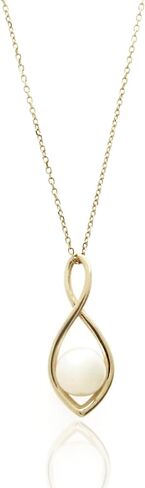 MAX + STONE Freshwater Single Pearl Necklace for Women | Infinity Necklace with Pearls | Cultured Real Pearl Necklace | Sterling Silver or 14k Gold Pearl Necklace with 16-18 Inch Chain in Saudi Arabia