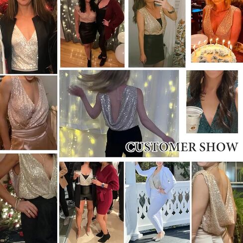 ملابس علوية من الترتر من FAIABLE للنساء، ملابس علوية لامعة بدون أكمام، ملابس داخلية مثيرة بدون ظهر على شكل حرف V للنساء in Kuwait