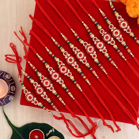 TIED RIBBONS Rakhi for Brother (Set of 12) | Bro Rakhi with Card | Rakhi for Bhaiya | Roli Chawal - Raksha Bandhan Rakhi Bracelet for Brother Rakhi Set | Bhai Rakhi Thread | Rakhi Set for Brother in Saudi Arabia