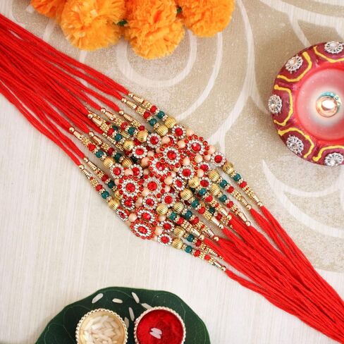 TIED RIBBONS Rakhi for Brother (Set of 12) | Bro Rakhi with Card | Rakhi for Bhaiya | Roli Chawal - Raksha Bandhan Rakhi Bracelet for Brother Rakhi Set | Bhai Rakhi Thread | Rakhi Set for Brother in Saudi Arabia
