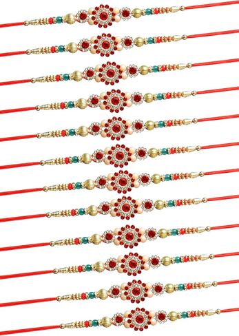 TIED RIBBONS Rakhi for Brother (Set of 12) | Bro Rakhi with Card | Rakhi for Bhaiya | Roli Chawal - Raksha Bandhan Rakhi Bracelet for Brother Rakhi Set | Bhai Rakhi Thread | Rakhi Set for Brother in Saudi Arabia