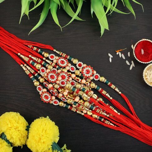 TIED RIBBONS Rakhi for Brother (Set of 12) | Bro Rakhi with Card | Rakhi for Bhaiya | Roli Chawal - Raksha Bandhan Rakhi Bracelet for Brother Rakhi Set | Bhai Rakhi Thread | Rakhi Set for Brother in Saudi Arabia