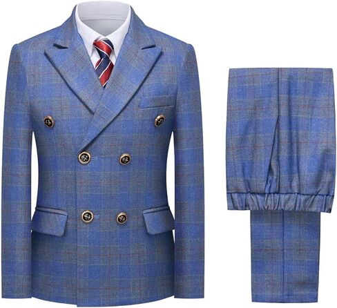Boys Suits Set Plaid Blazer Vest Pants Single-Breasted Jacket Formal for Wedding Party Prom in Kuwait