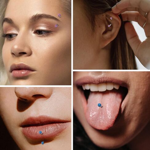 GAGABODY Eyebrow Jewelry 16g G23 Titanium Eyebrow Piercing Jewelry Curved Barbell 16g Belly Button Ring 6mm-12mm Cartilage Earring Labret Stud 16g Belly Rings Navel Rings Eyebrow Piercings Opal Ball in Kuwait