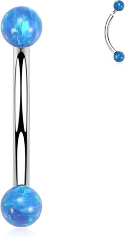 GAGABODY Eyebrow Jewelry 16g G23 Titanium Eyebrow Piercing Jewelry Curved Barbell 16g Belly Button Ring 6mm-12mm Cartilage Earring Labret Stud 16g Belly Rings Navel Rings Eyebrow Piercings Opal Ball in Kuwait