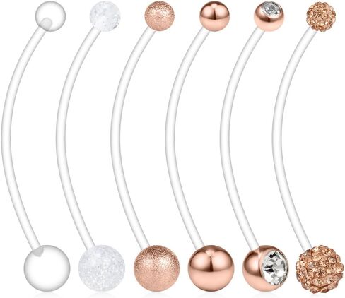 Ruifan 6 قطع مزيج نمط الحمل الرياضة الأمومة مرنة Bioplast البطن السرة زر حلقة التجنيب 14G 1 1/2 بوصة (38 مم) in Kuwait