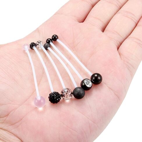 Ruifan 6 قطع مزيج نمط الحمل الرياضة الأمومة مرنة Bioplast البطن السرة زر حلقة التجنيب 14G 1 1/2 بوصة (38 مم) in Kuwait