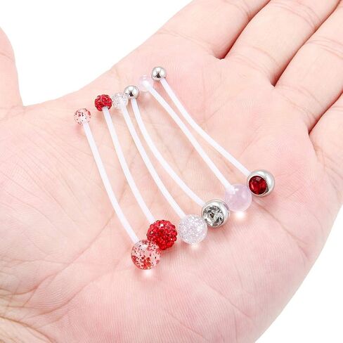 Ruifan 6 قطع مزيج نمط الحمل الرياضة الأمومة مرنة Bioplast البطن السرة زر حلقة التجنيب 14G 1 1/2 بوصة (38 مم) in Kuwait