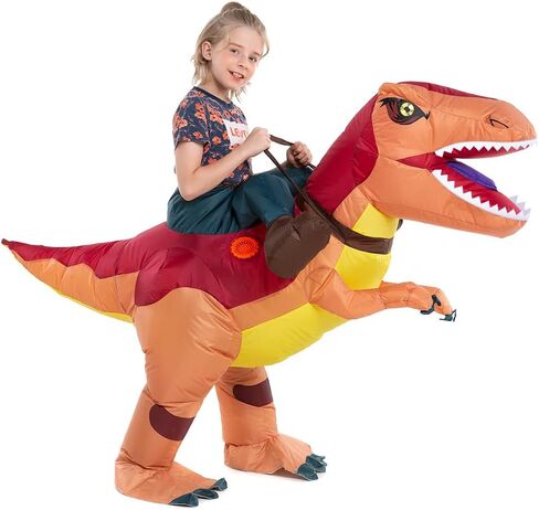 HSCTEK Child Inflatable Ride on Dinosaur Costume, T-rex, Velociraptor, Triceratops, Dilophosaurus, Pteranodon, Carnotaurus in Saudi Arabia
