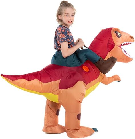 HSCTEK Child Inflatable Ride on Dinosaur Costume, T-rex, Velociraptor, Triceratops, Dilophosaurus, Pteranodon, Carnotaurus in Saudi Arabia