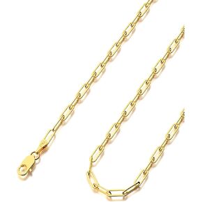 Waitsoul 925 Sterling Silver Paperclip Lobster Clasp Chain 3mm 4mm 5mm Necklace for Women Men Diamond Cut Silver Necklace Chain 16-30 Inches