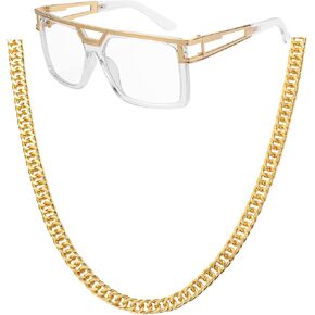 FACATH 80s 90s Hip Hop Costume Jewelry Gold Chain for Women Men Gold Chain Rapper Sunglasses Necklace Costume Accessory in Saudi Arabia