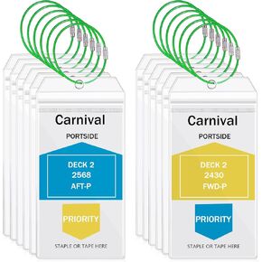 12 Pcs Cruise Luggage Tags Clear Waterproof Cruise Essentials with Loop Reusable PVC Zip Seal Luggage Tag Holder Accessories for Cruise Line Carnival Ship Travel