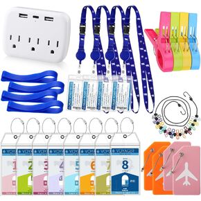 مجموعة إكسسوارات الرحلات البحرية المكونة من 26 قطعة تتضمن حبال بطاقات الأمتعة مع حاملات بطاقات الهوية وشريط الطاقة للرحلات البحرية ومشابك كرسي الشاطئ ومشابك مناشف الشاطئ ومشابك الأمتعة المصنوعة من السيليكون وحبل الغسيل القابل للسحب in Kuwait