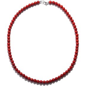 SHOP LC DELIVERING JOY 925 Sterling Silver Red Coral Beaded Necklace for Women Jewelry Size 18" Birthday Gifts in Saudi Arabia