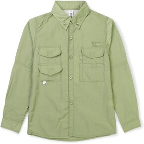 OCHENTA Boys' Button Down Long Sleeve Fishing Shirt Quick-Dry UV Sun Protection Outdoor Tops in Saudi Arabia