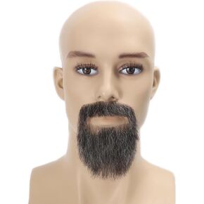 Fake Beard and Goatee Brown Human Hair Lace Base Hand Knoted Realistic Halloween Costume False Mustache and Gotatee (Light Brown)