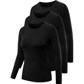 CADMUS Women's 3 Pack Running Compression Long Sleeve T Shirt