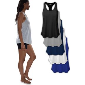 Women's 5 Pack Everyday Flowy Burnout Racer Back Active Workout Tank Tops