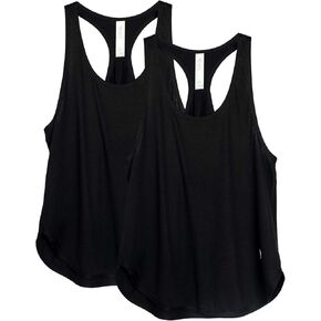 icyzone Women's Racerback Workout Athletic Running Tank Tops Loose Fit (Pack of 2)