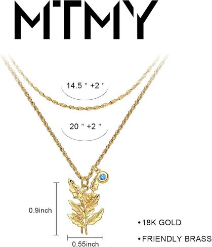 MTMY Birth Flower Necklaces for Women 18K Gold Plated Dainty Layered Birth Month Flower with Birthstone Pendant Necklaces Personalized Custom Floral Jewelry Gift for Her in Kuwait