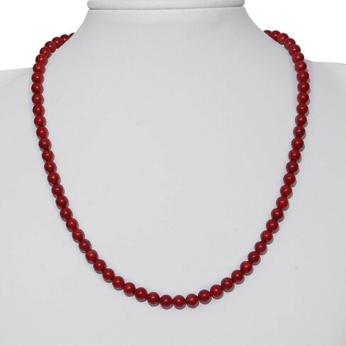 SHOP LC DELIVERING JOY 925 Sterling Silver Red Coral Beaded Necklace for Women Jewelry Size 18" Birthday Gifts in Saudi Arabia