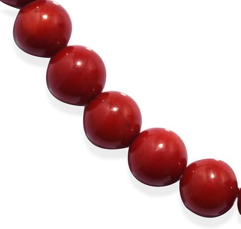 SHOP LC DELIVERING JOY 925 Sterling Silver Red Coral Beaded Necklace for Women Jewelry Size 18" Birthday Gifts in Saudi Arabia