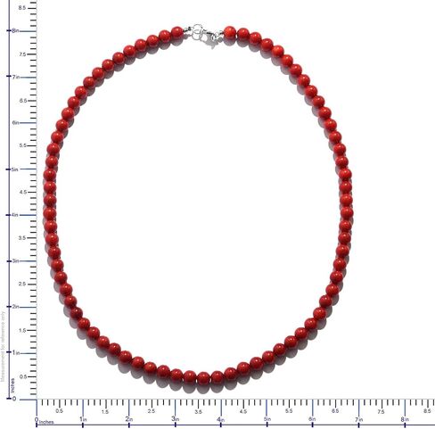 SHOP LC DELIVERING JOY 925 Sterling Silver Red Coral Beaded Necklace for Women Jewelry Size 18" Birthday Gifts in Saudi Arabia