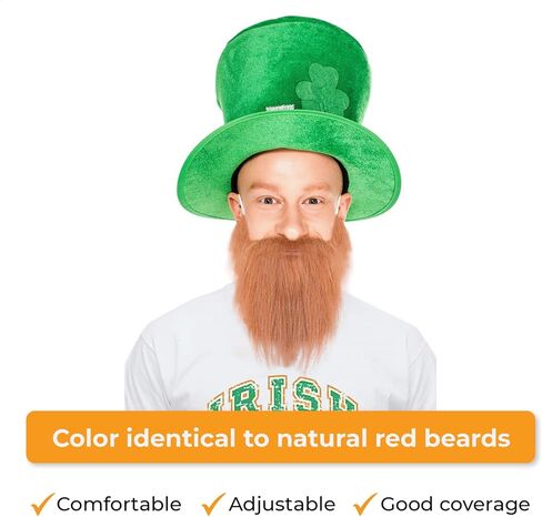 2 Pieces - Ginger Fake Beard Irish Beard St Patrick's Day Leprechaun Beard Lumberjack Costume Beard Gnome Beard - One Size in Kuwait