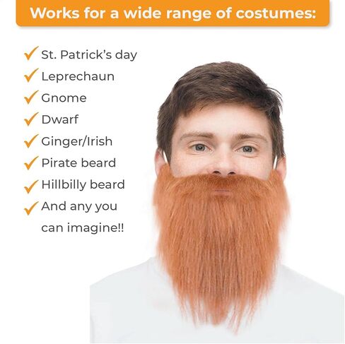 2 Pieces - Ginger Fake Beard Irish Beard St Patrick's Day Leprechaun Beard Lumberjack Costume Beard Gnome Beard - One Size in Kuwait