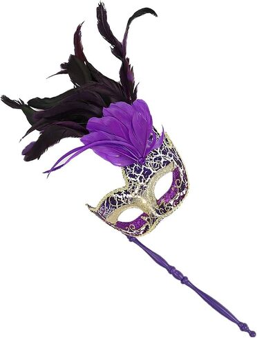 Awlsyj Women's Feather Masquerade Mask Venetian Halloween Mardi Gras Costumes Party Ball Prom Mask in Kuwait