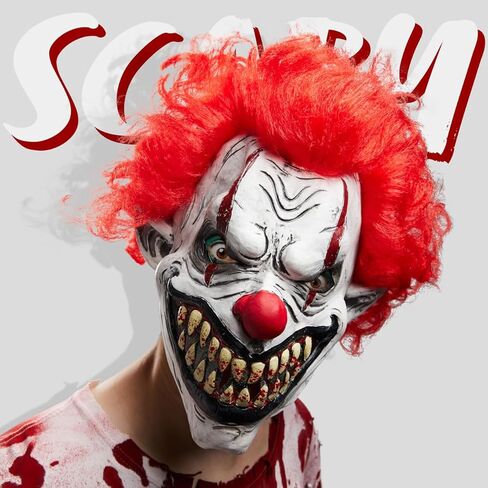 Spooktacular Creations Halloween Scary Clown Mask Horror Face Zombie Costume Accessories Latex Mask Halloween Horror Cosplay Costume Prop in Saudi Arabia