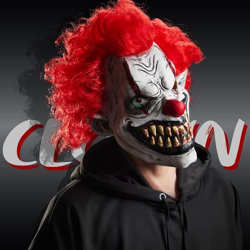 Spooktacular Creations Halloween Scary Clown Mask Horror Face Zombie Costume Accessories Latex Mask Halloween Horror Cosplay Costume Prop in Saudi Arabia