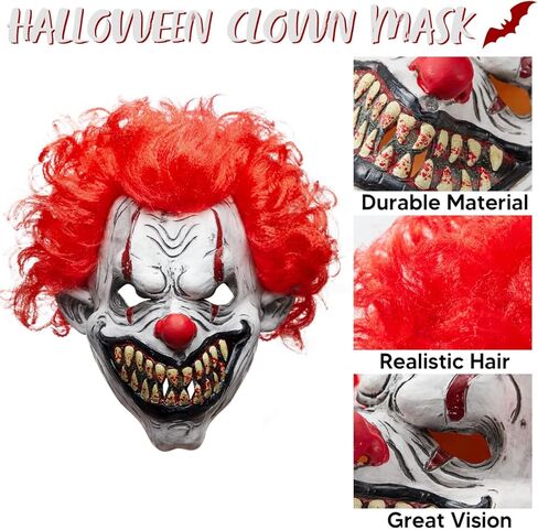 Spooktacular Creations Halloween Scary Clown Mask Horror Face Zombie Costume Accessories Latex Mask Halloween Horror Cosplay Costume Prop in Saudi Arabia