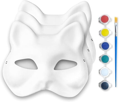VIWZO 3-piece set of adult children cat mask handmade DIY painted role-playing cat face masquerade Halloween cat masks in Saudi Arabia