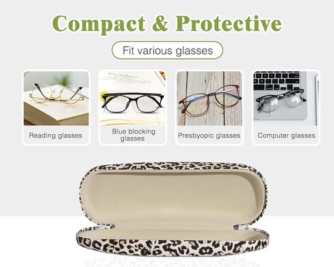 MoKo Hard Shell Eye Glasses Case, PU Leather Eyeglasses Cases with Cloth in Kuwait