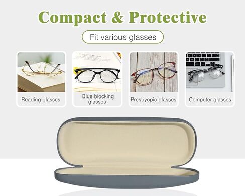 MoKo Hard Shell Eye Glasses Case, PU Leather Eyeglasses Cases with Cloth in Kuwait