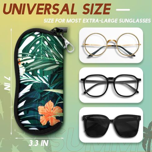 Kanayu 6 Pcs Sunglasses Soft Case Ultra Light Portable Neoprene Zipper Glasses Case Clip on Safety Eyeglass Pouch Glasses Bag Travel Eyeglass Holder Case for Women Men, Plant Pattern Design in Saudi Arabia