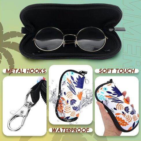 Kanayu 6 Pcs Sunglasses Soft Case Ultra Light Portable Neoprene Zipper Glasses Case Clip on Safety Eyeglass Pouch Glasses Bag Travel Eyeglass Holder Case for Women Men, Plant Pattern Design in Saudi Arabia