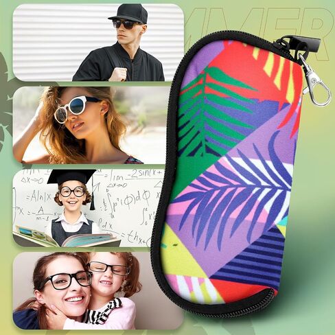 Kanayu 6 Pcs Sunglasses Soft Case Ultra Light Portable Neoprene Zipper Glasses Case Clip on Safety Eyeglass Pouch Glasses Bag Travel Eyeglass Holder Case for Women Men, Plant Pattern Design in Saudi Arabia